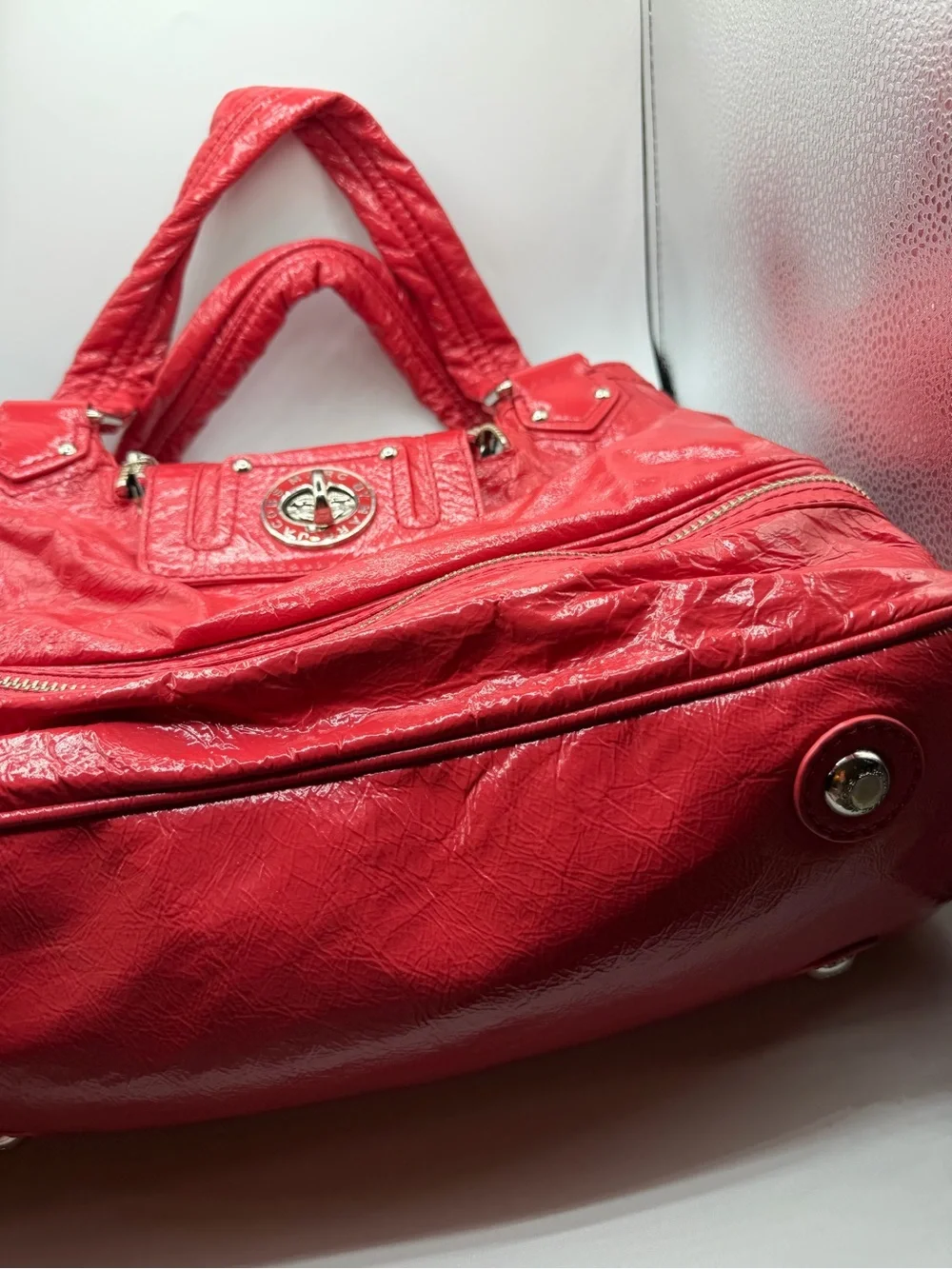 Vng Marc byMarc Jacobs Groovee Bag Hobo Y2K Patent Pink Leather Slouchy Satchel